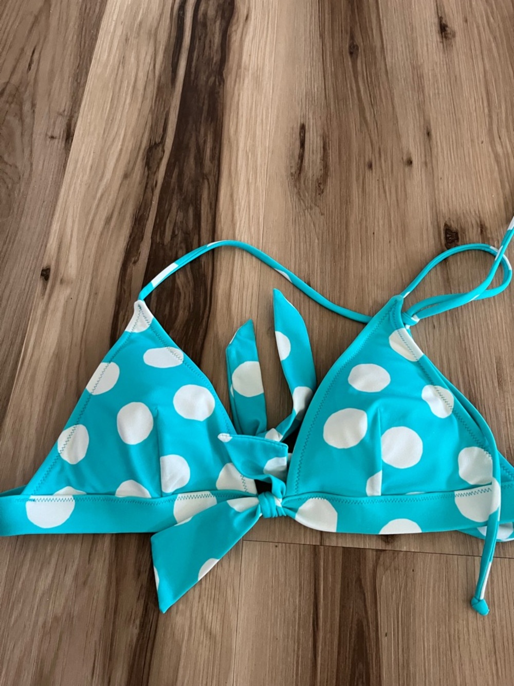 Victoria Secret Teal White Polka Dot Bikini Top S